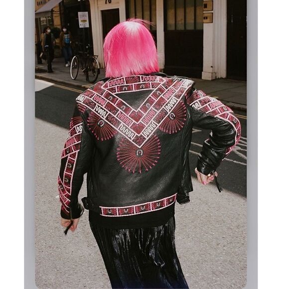Free People Zandra Rhodes Stardust Biker Jacket - Picture 2 of 7